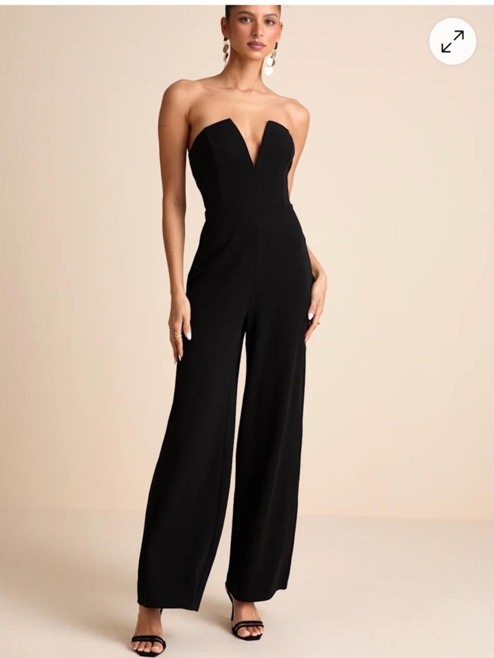 Lulu's Black Strapless Wide-Leg Jumpsuit